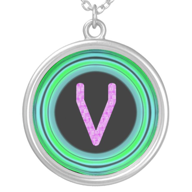 Monogram "V" Silver Plated Necklace (Front)