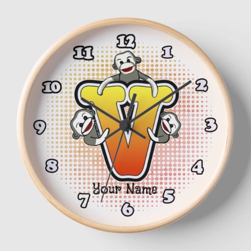 Monogram V Sock Monkey clock