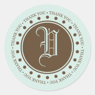 Monogram V Thank You Labels For Wedding Favors