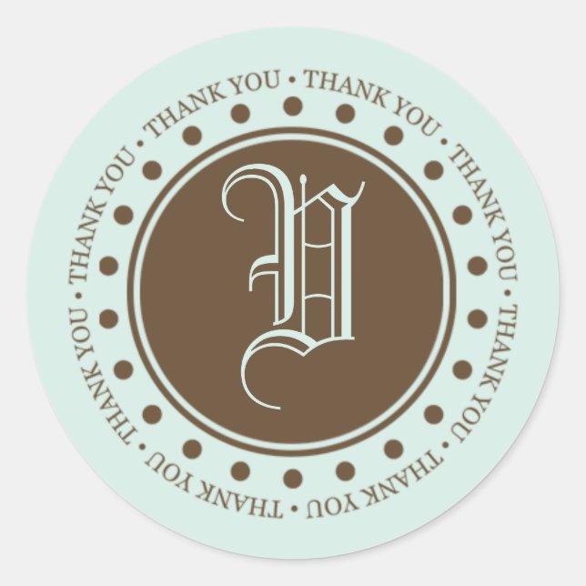 Monogram V Thank You Labels For Wedding Favors (Front)