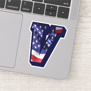 Monogram V USA Flag Font Sticker