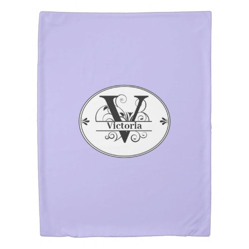 Monogram V with name and color choice Duvet Cover
