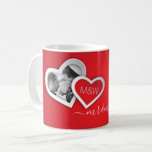 Monogram Valentine Paper Cutout Hearts Your Photo Coffee Mug