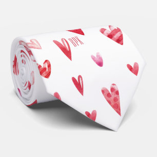 Monogram Valentine's Day Hearts Pattern Necktie