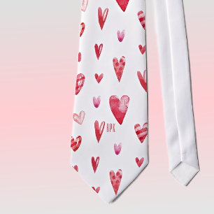 Monogram Valentine's Day Hearts Pattern Necktie
