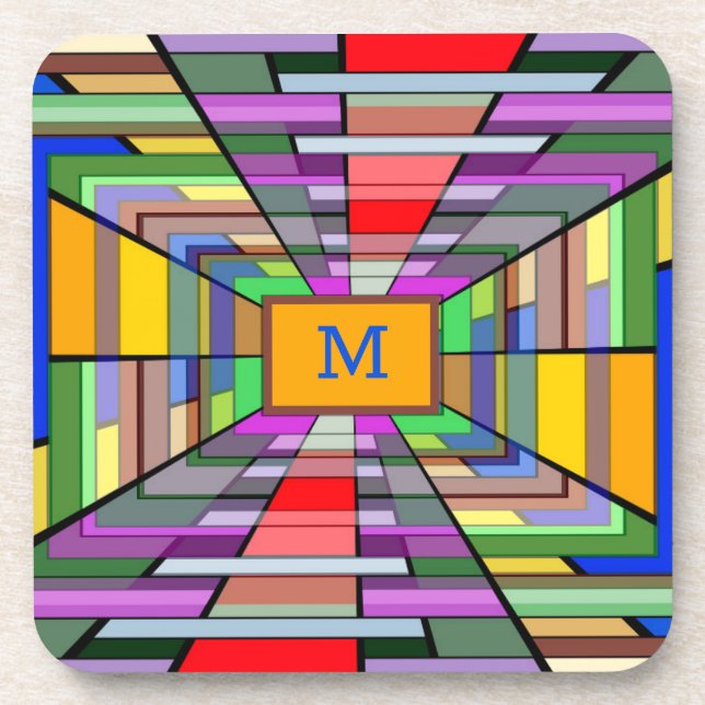 Monogram Vanishing Point Vortex Beverage Coaster (Front)