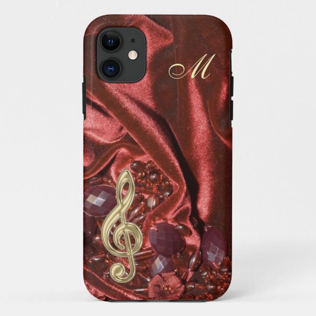 Monogram Velvet with Gold Music Clef iPhone 5 Case (Back)