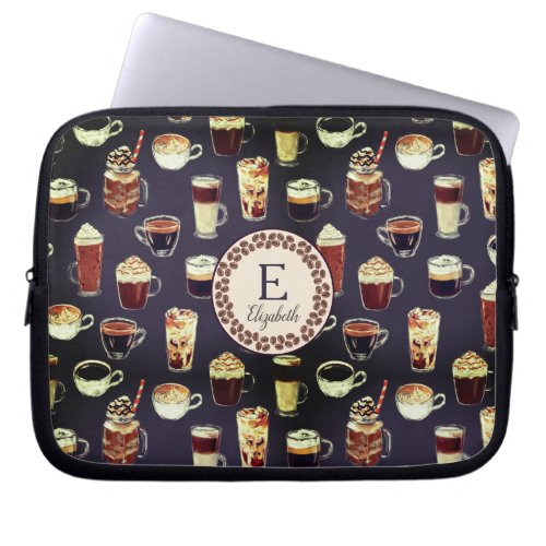 Monogram Venti Coffee Lover Fall Dark Purple Laptop Sleeve