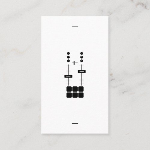 Monogram  Vertical   DJ Logo  Black and White Business Card