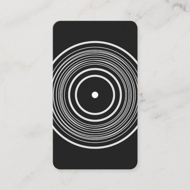 Monogram | Vertical Vinyl Record DJ Business Card (Front)