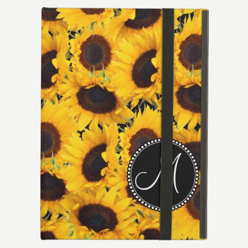 Monogram Vibrant Beautiful Sunflowers Floral iPad Air Case