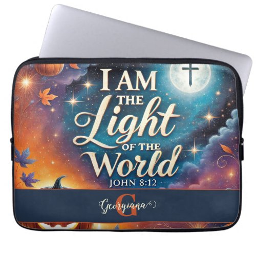 Monogram Vibrant Christian Halloween Bible Verse Laptop Sleeve