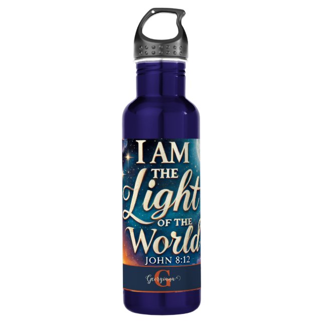Monogram Vibrant Christian Halloween Bible Verse Stainless Steel Water Bottle (Front)