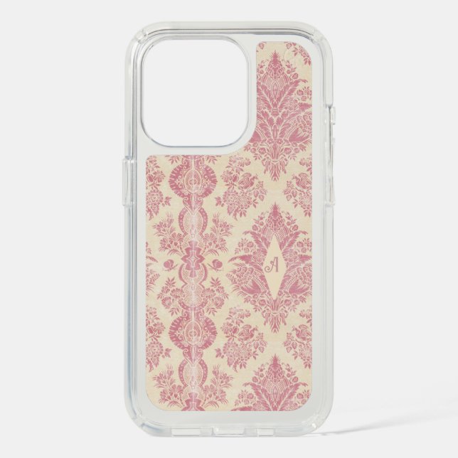 Monogram Victorian Pink Damask Pattern  Speck iPhone Case (Front)