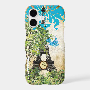 Monogram Vintage Bird Effiel Tower Damask iPhone 17 Case