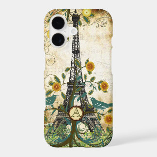 Monogram Vintage Bird Effiel Tower iPhone Case