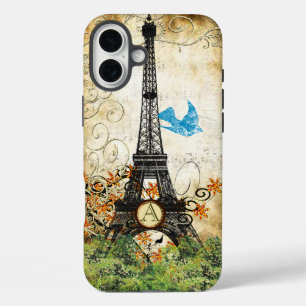 Monogram Vintage Bird Eiffel Tower iPhone 16 Plus Case