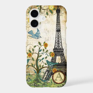 Monogram Vintage Bird Eiffel Tower i iPhone 17 Case