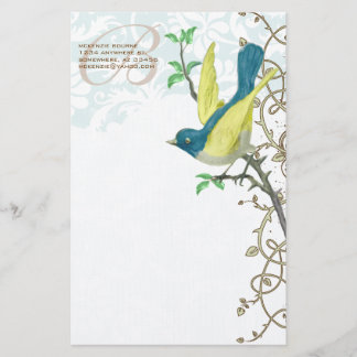 Monogram Vintage Bird Vintage Treasures Stationery