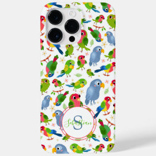Monogram Vintage Birds Pattern, Colorful parakeet Case-Mate iPhone 14 Pro Max Case