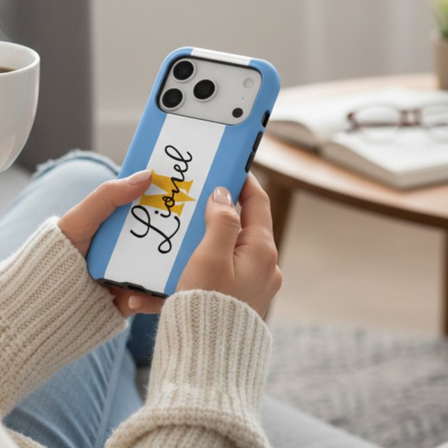 Monogram Vintage Blue & White Stripes Color Block Case-Mate iPhone Case (Creator Uploaded)