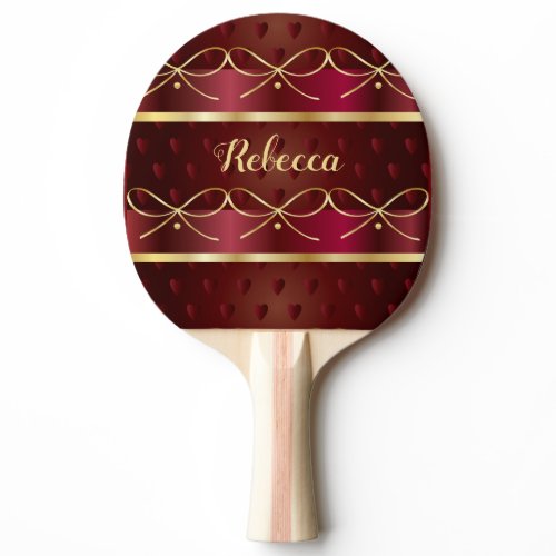 Monogram Vintage Burgundy Color Decor Luxury Ping Pong Paddle