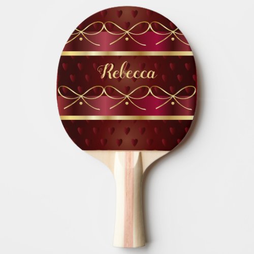 Monogram Vintage Burgundy Color Decor Luxury Ping Pong Paddle