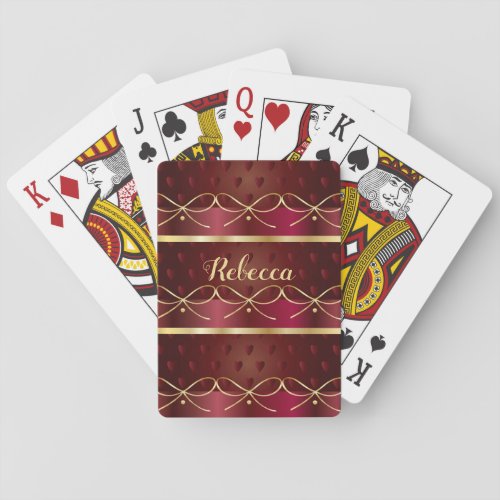 Monogram Vintage Burgundy Color Decor Luxury Poker Cards