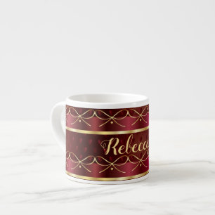 Monogram Vintage Burgundy Color Luxury Pattern Espresso Cup
