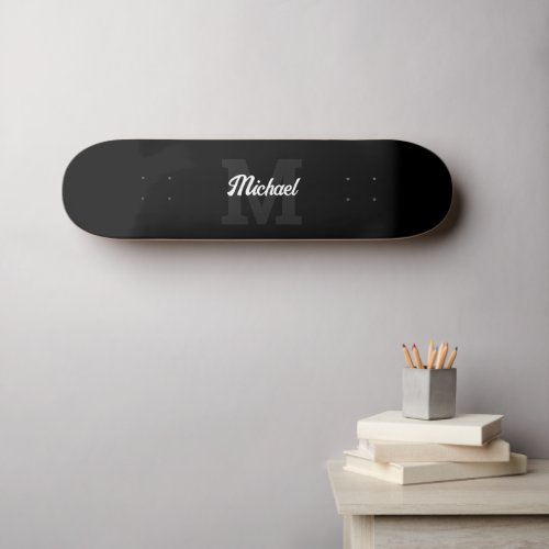 Monogram Vintage Calligraphy Black Skateboard