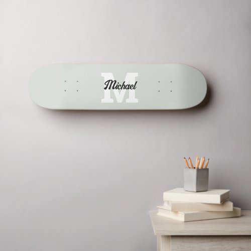 Monogram Vintage Calligraphy Sage Green Skateboard