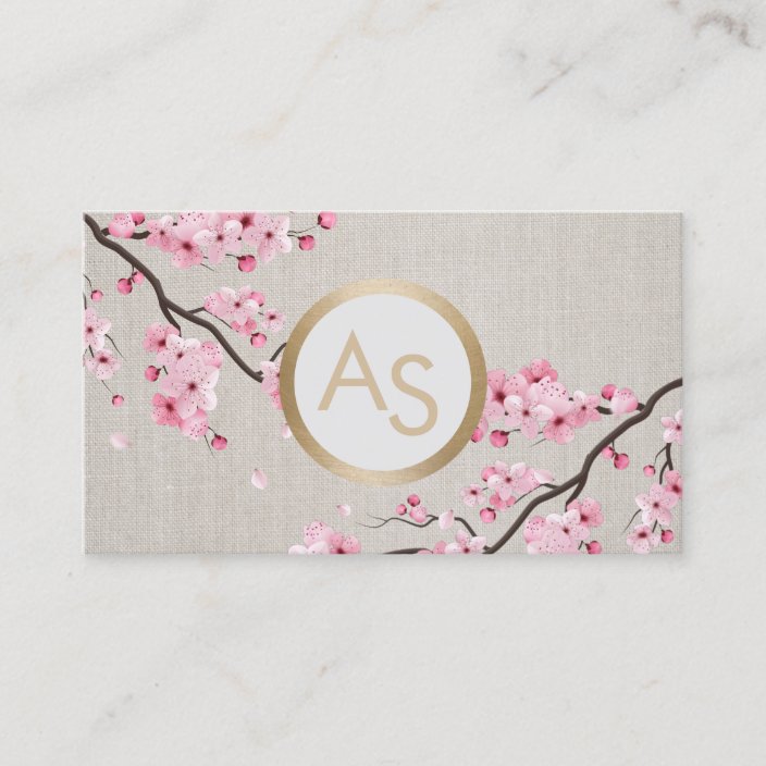 Monogram Vintage Cherry Blossom Hair Makeup Salon Business Card Zazzle Com