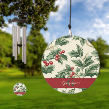 Monogram Vintage Christmas Holly & Berries Pattern