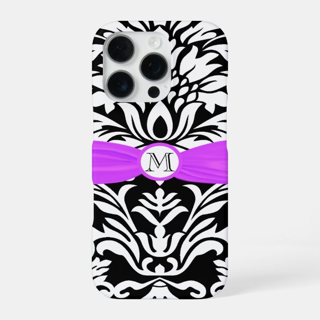 Monogram Vintage Damask Floral Pattern iphone Case (Back)