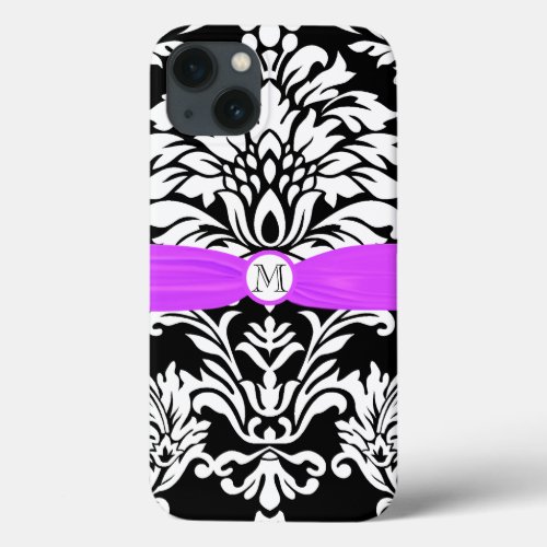 Monogram Vintage Damask Floral Pattern iphone iPhone 13 Case