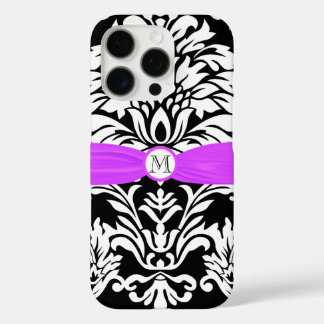 Monogram Vintage Damask Floral Pattern iphone 16 Pro Case