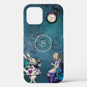 Monogram Vintage Dark Blue Alice in Wonderland iPhone 12 Case