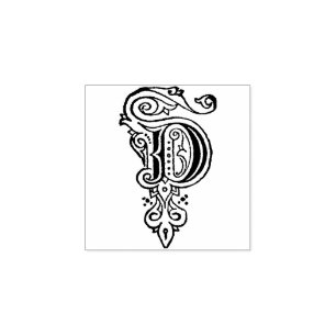 Monogram Vintage decorative capital letter D Rubber Stamp