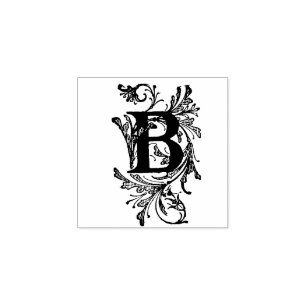 Monogram Vintage decorative Floral initial letter Rubber Stamp