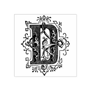 Monogram Vintage fancy old English letter D Rubber Stamp | Zazzle