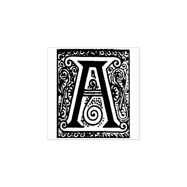 Monogram Vintage decorative  Letter A Rubber Stamp