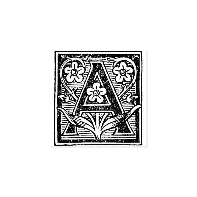 Monogram Vintage decorative  Letter A Rubber Stamp (Imprint)