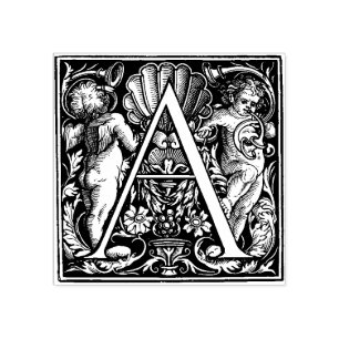 Monogram Vintage decorative Letter A Rubber Stamp