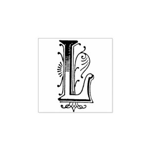 Monogram Vintage decorative Letter L Rubber Stamp