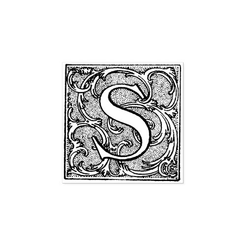 Monogram Vintage decorative Letter S Rubber Stamp