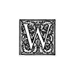 Monogram Vintage decorative Letter W Rubber Stamp