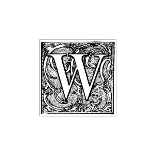Monogram Vintage decorative Letter W Rubber Stamp