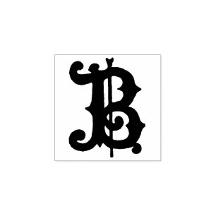 Monogram Vintage decorative Medieval Letter B Rubber Stamp