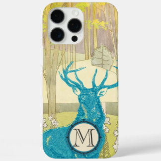 Monogram Vintage Deer Art Nouveau Forest iphone 16 Pro Max Case