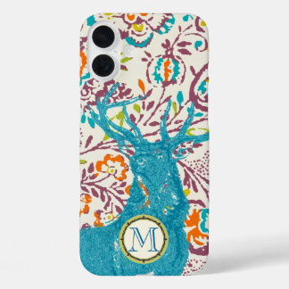 Monogram Vintage Deer Art Nouveau Forest iphone 16 Plus Case